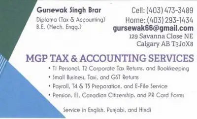 T1 Personal return e-filing $20. T2 Corporate return for Small Business, GST return, Taxi, Self - Em...