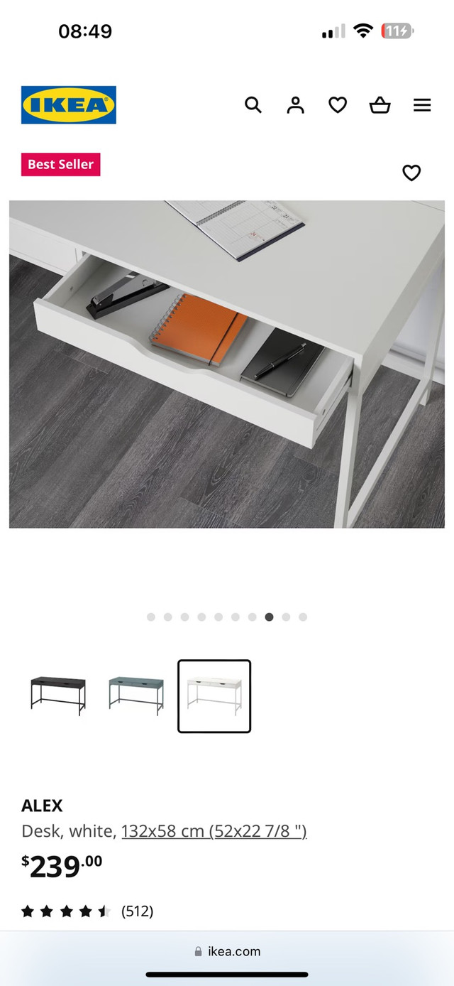 IKEA Desk White in Desks in Richmond - Image 4