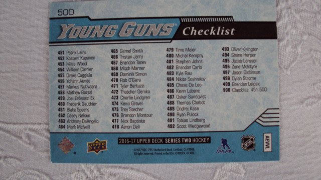 2016-17 UPPER DECK SERIES 2 YOUNG GUNS in Arts & Collectibles in Hamilton - Image 2