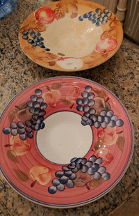 Large Vintage Aurora Pottery Italian Fruit Bowls