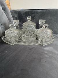 Vintage Clear Glass Crystal Dressing Table Set