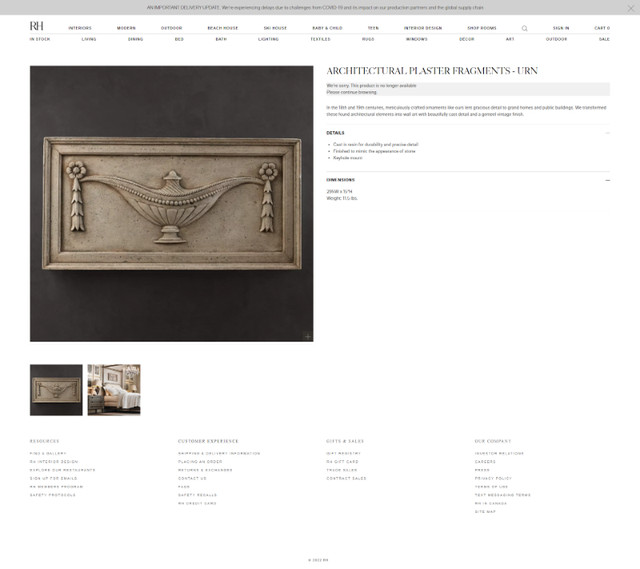 Restoration Hardware - ARCHITECTURAL PLASTER FRAGMENTS - New in Hobbies & Crafts in City of Toronto - Image 3