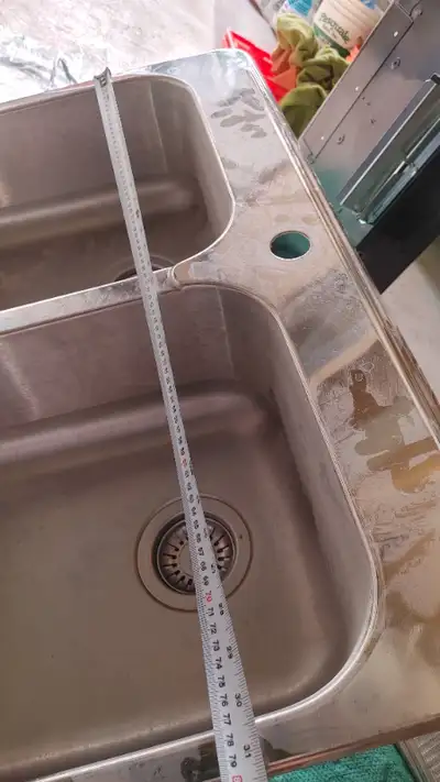 NEW kitchen double sink W/ faucet  builder standard S/S