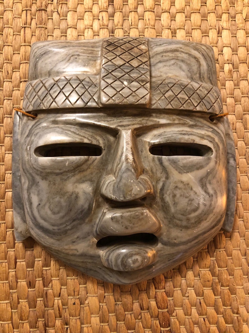 Vintage Marble Tribal Mexican Aztec Mayan Mask Arts & Collectibles