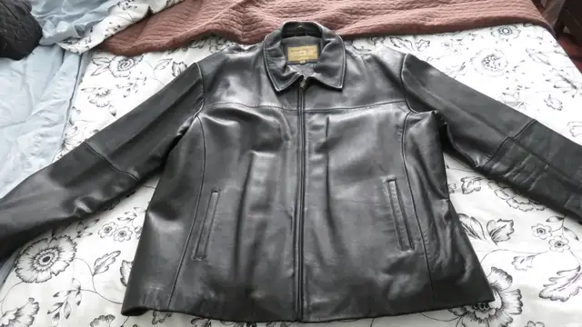 MEN'S XXL BLACK LEATHER JACKET, WORN in Men's in St. Albert - Image 3