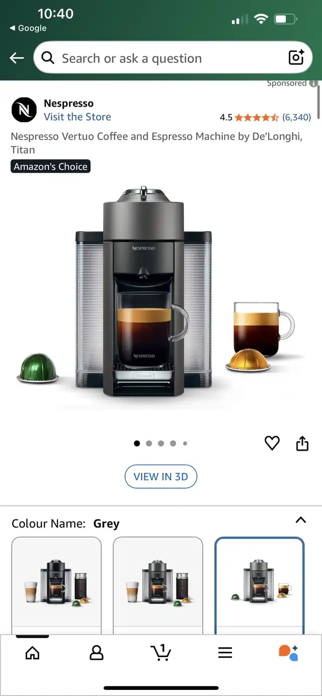 Nespresso duo coffee machine 64379842787587120