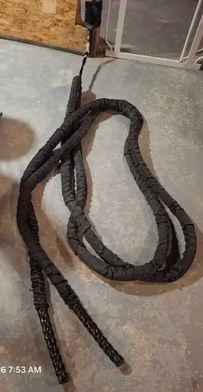 Battle ropes with anchor strap and exercise poster, View more