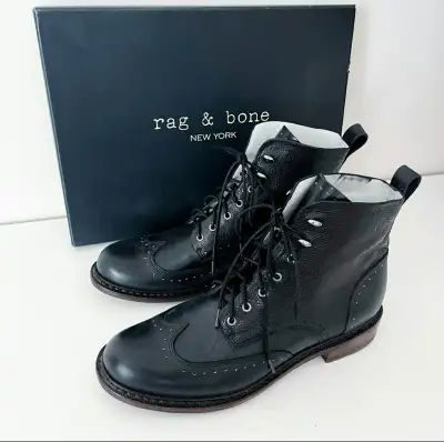 BRAND NEW - Rag & Bone (Size 9.5) Black Genuine Leather Booties, View more