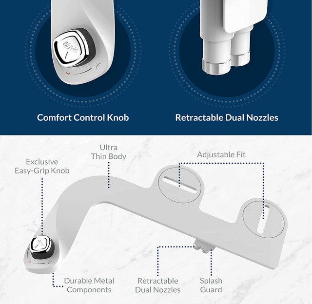 SlimEdge Luxury Bidet Jetspray Toilet Attachment with Dual nozz in Bathwares in City of Toronto - Image 4