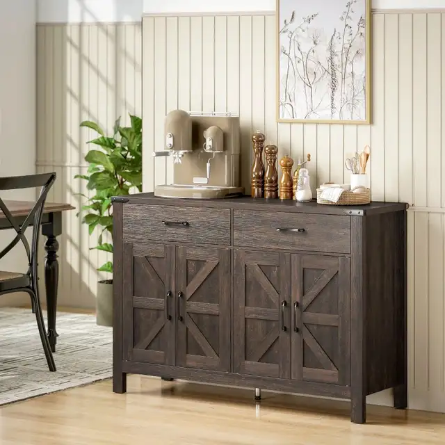 Sideboard Buffet Cabinet, Farmhouse Kitchen Storage Cabinet  in Hutches & Display Cabinets in Markham / York Region - Image 2