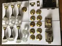 Vintage Antique Glass Doorknobs & Assorted Brass Hardware