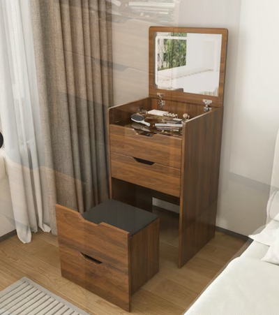 3-in-1 Vanity Desk with Lighted Mirror and Stool Flip Top Makeup, View more