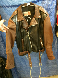 Perfecto blouson jacket cuir biker moto western brun large homme
