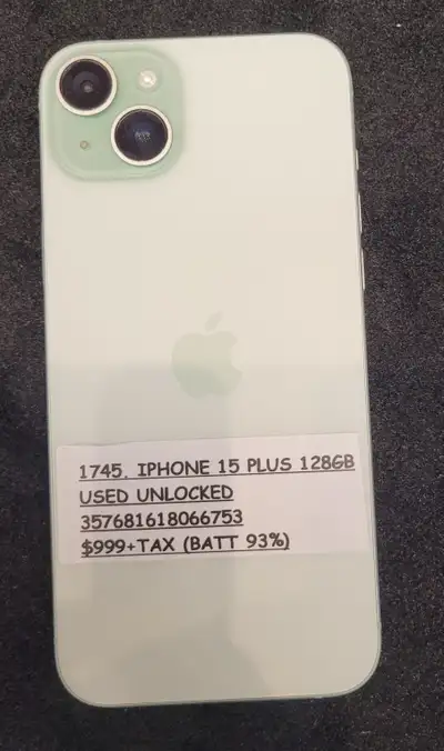SALE - “IPHONE 15 PLUS”  92% battery health , View more