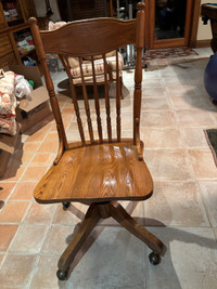 Vintage Rolling Wooden office Chair