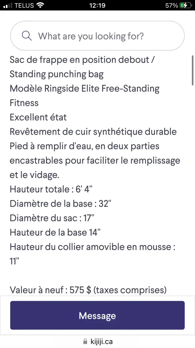 Ringside Elite Free-Standing Fitness Punching Bag, like new | Exercise ...
