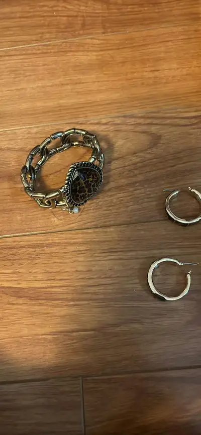 Gold-Tone Bracelet and Hoop Earrings - BidRush 9NBDBY Lot 695, View more