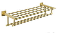 New Alise Double Towel Rod With Shelf Gold
