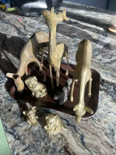3 brass reindeers and other forest creatures , View more