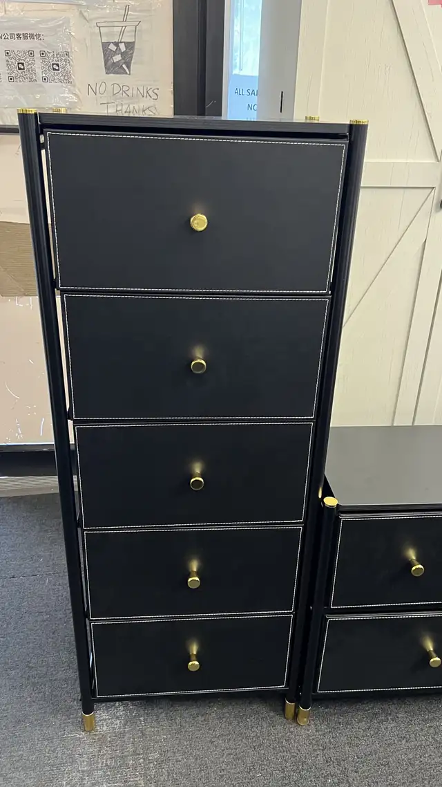 Drawer Dresser cabinet, Tall Dresser w/ PU Leather Front Drawers in Dressers & Wardrobes in Markham / York Region - Image 3