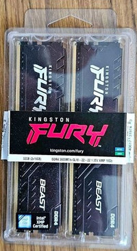 Kingston Fury Beast 32GB 3600MHz DDR4 RAM Desktop Memory 2x16GB