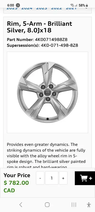 Selling original audi wheels with Michelin 225/55R18 102H snow tires almost new condition and ready...