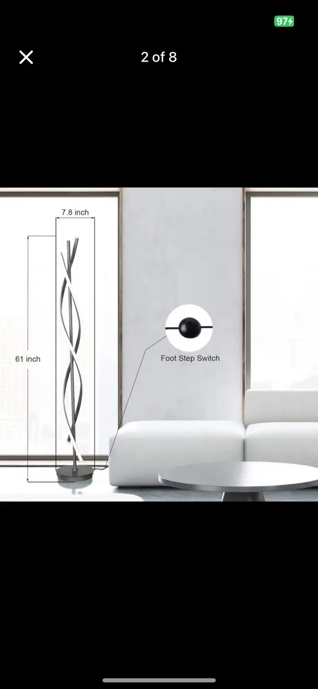 61inch Spiral LED Floor Lights;Art Interior Decoration Home Nor in Indoor Lighting & Fans in Hamilton - Image 2