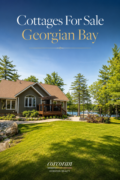 Boat-access Georgian Bay cottage for sale ️ Private dock, 4-season retreat, three decks, hot tub und...