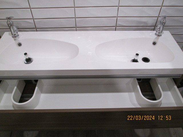 Bathroom Double Sink Wall Mount Vanity in Plumbing, Sinks, Toilets & Showers in Bridgewater - Image 4