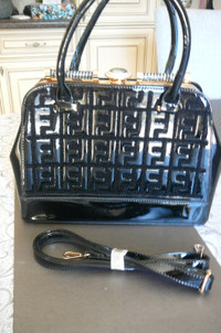Large Faux Patent Tote, NEW