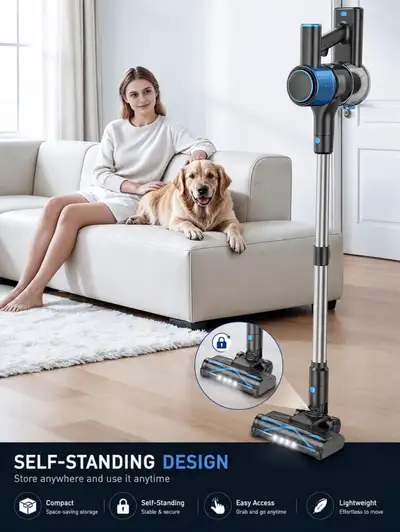 Brand new unopened 45Mins 8 in 1 Self-Standing Stick Vacuum LED Display, Anti-Tangle Brush &3 Suctio...