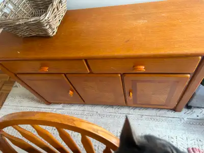 Wooden table and hutch, View more