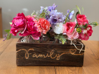 Wooden Box / Flower Box w/ Mason Jars