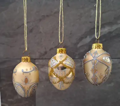Set of 3 Egg Shaped Hanging Ornaments, View more