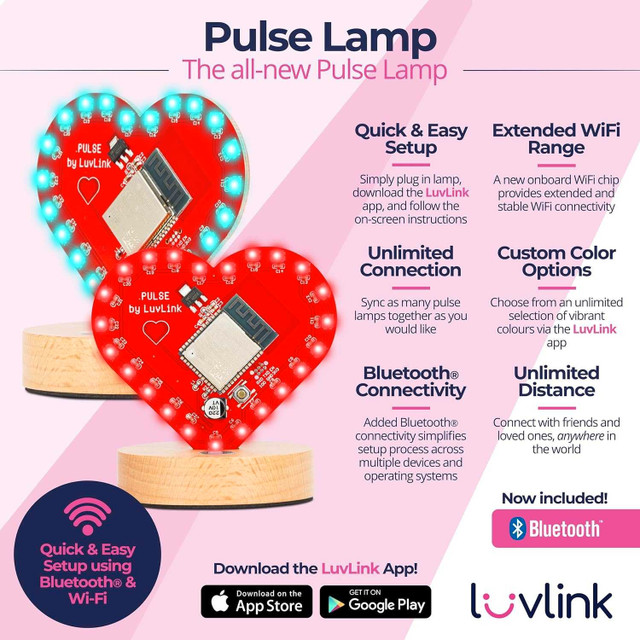 NEW LuvLink Pulse Heart-Shaped Friendship Lamp Long-Distance in General Electronics in Mississauga / Peel Region - Image 3