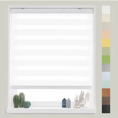 Zebra Horizontal Blind [Cordless Basic, White, W 34 in X H 48 in, View more