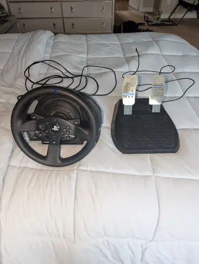 Thrustmaster T300 wheel and pedals, View more