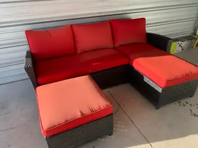 ***L-Shaped Wicker Sectional w/ Extra Foot Rest*** - Good Cond., View more