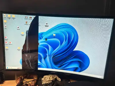 32" curved monitor, model: samsung lc32f39mfunxza Liquid damaged, (power supply not includ ) , no an...