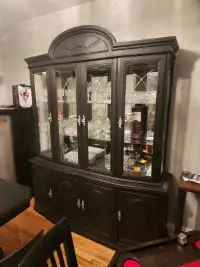 Dining cabinet with dining table and chairs 
