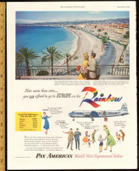 1952 full-page magazine ad for Pan Am Airlines