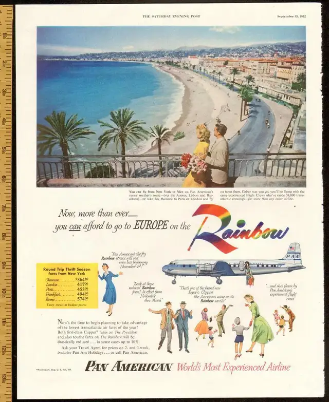 1952 full-page magazine ad for Pan Am Airlines in Arts & Collectibles in City of Halifax - Image 2