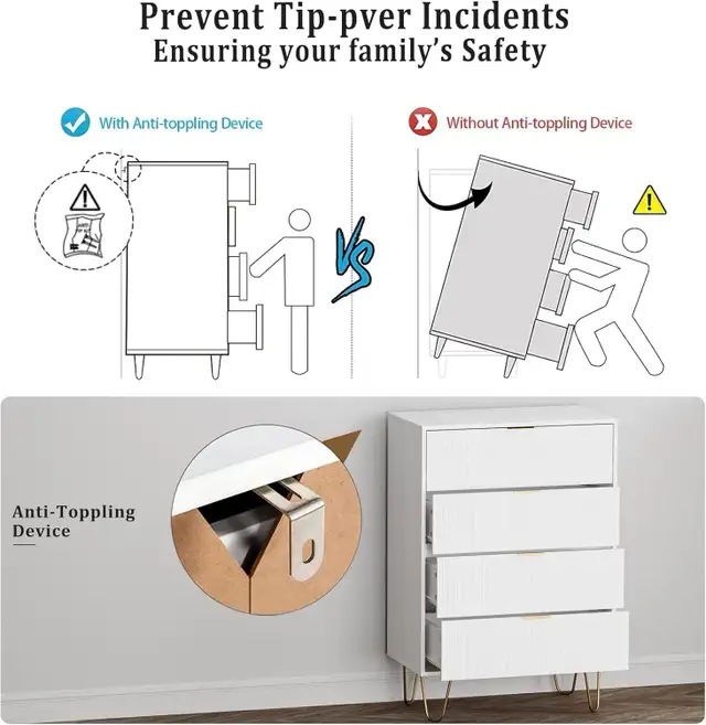 4 Drawer Dresser, Drawer Chest, Tall Storage Chest Cabinet Organ in Dressers & Wardrobes in Markham / York Region - Image 8