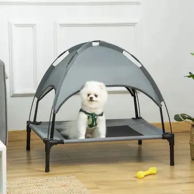 Elevated Dog Bed with Canopy.  30" x 24" x 29". Grey, View more