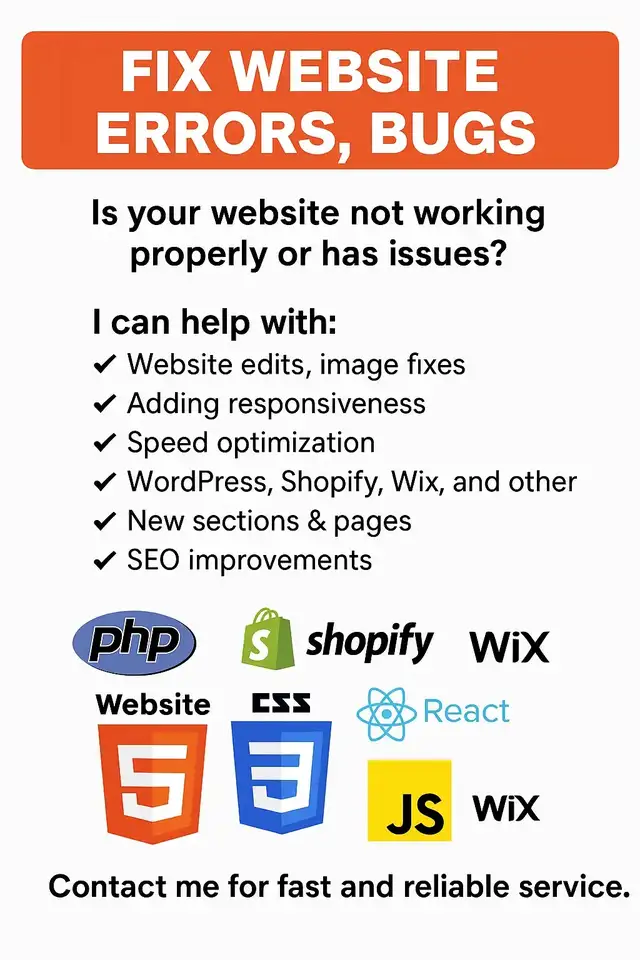 I Will Fix Website Bugs, Errors & Design Issues64855361632897121