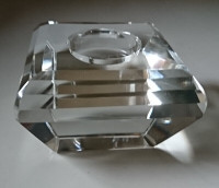 Vintage Heavy Square Crystal Candle Holder