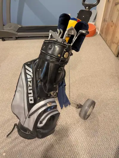Left handed golf club set, bag, pull cart, View more