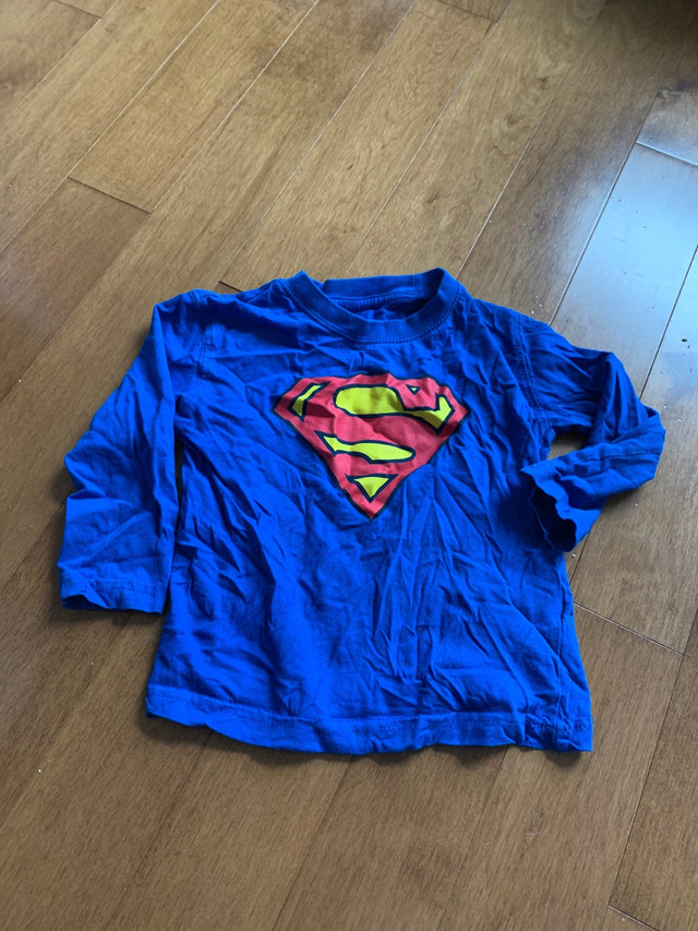 SIZE 2 LONG SLEEVE SUPERMAN SHIRT in Clothing - 2T in Peterborough