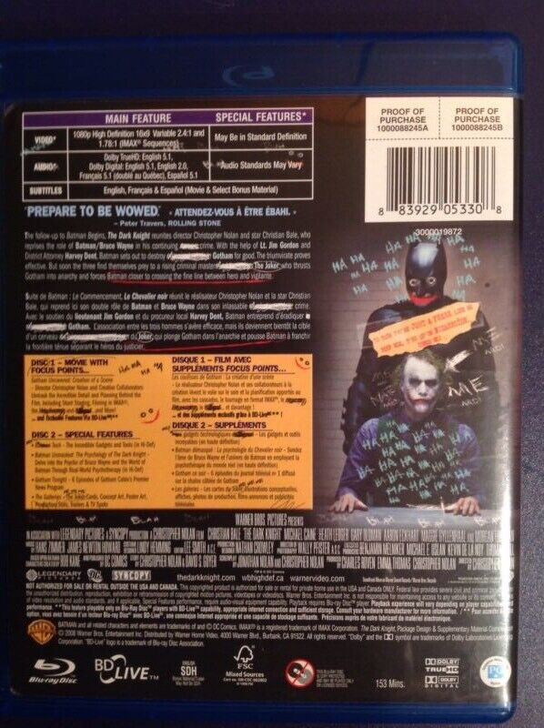 The dark Knight Blu-ray in CDs, DVDs & Blu-ray in City of Toronto - Image 2
