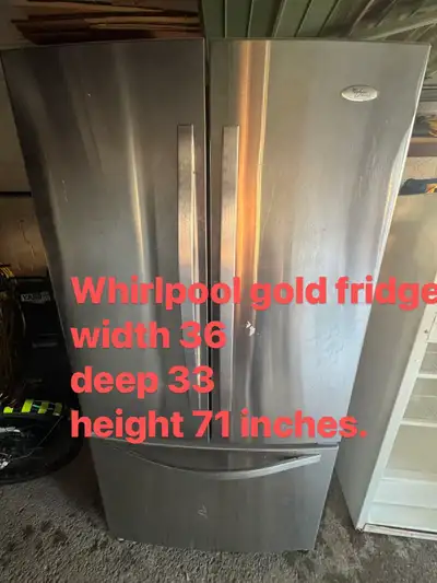 Good condition whirlpool French door fridge $350, View more